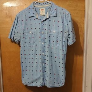 Levi's Blue and Red Patterned Casual Shirt